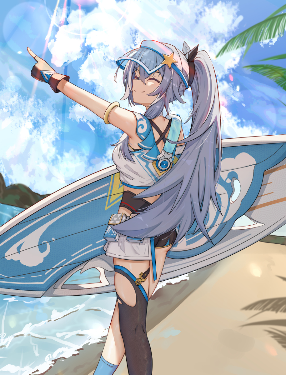 This is a pixiv picture whose title is 去冲浪啦.