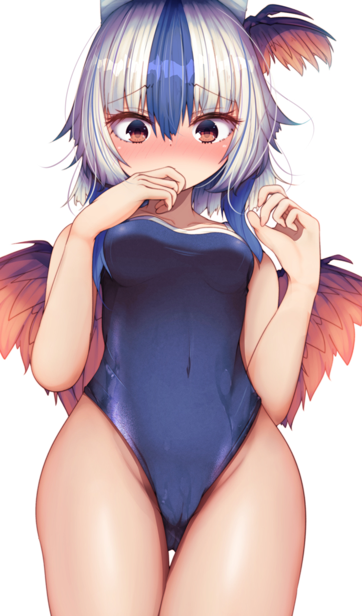This is a pixiv picture whose title is スク水朱鷺子ちゃん.