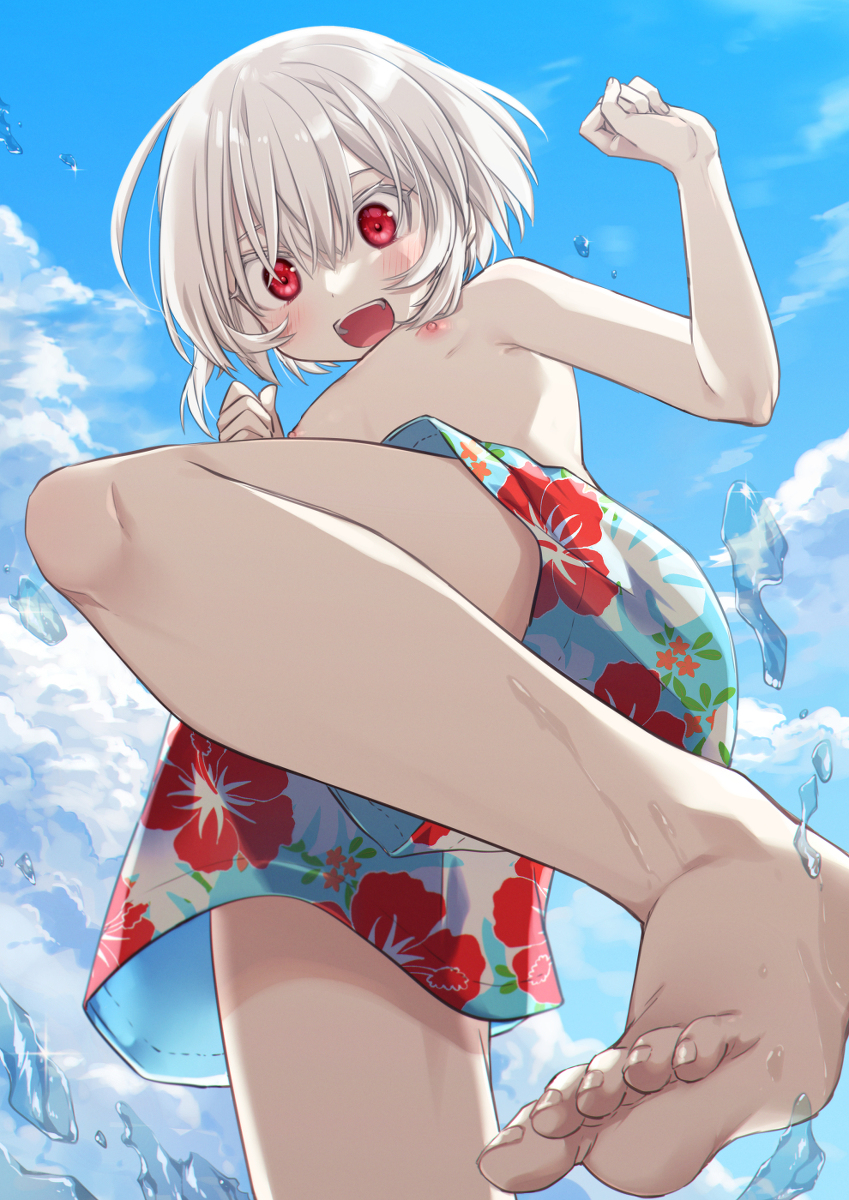 This is a pixiv picture whose title is ハイビスカス海パン.