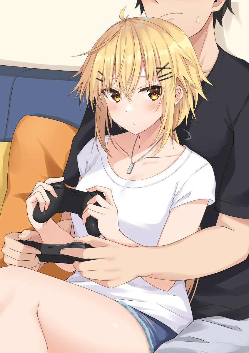 This is a pixiv picture whose title is 「エイム乱れてるよ」.