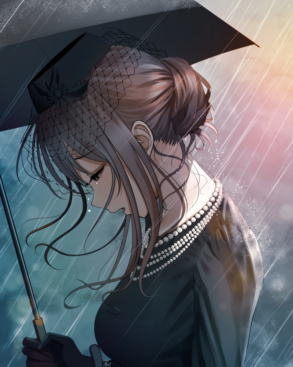 This is a pixiv picture whose title is 「雨が…強か…」.