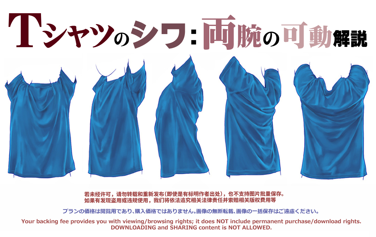 This is a pixiv picture whose title is FANBOXにTシャツのシワ研究をアップしました(有料版).