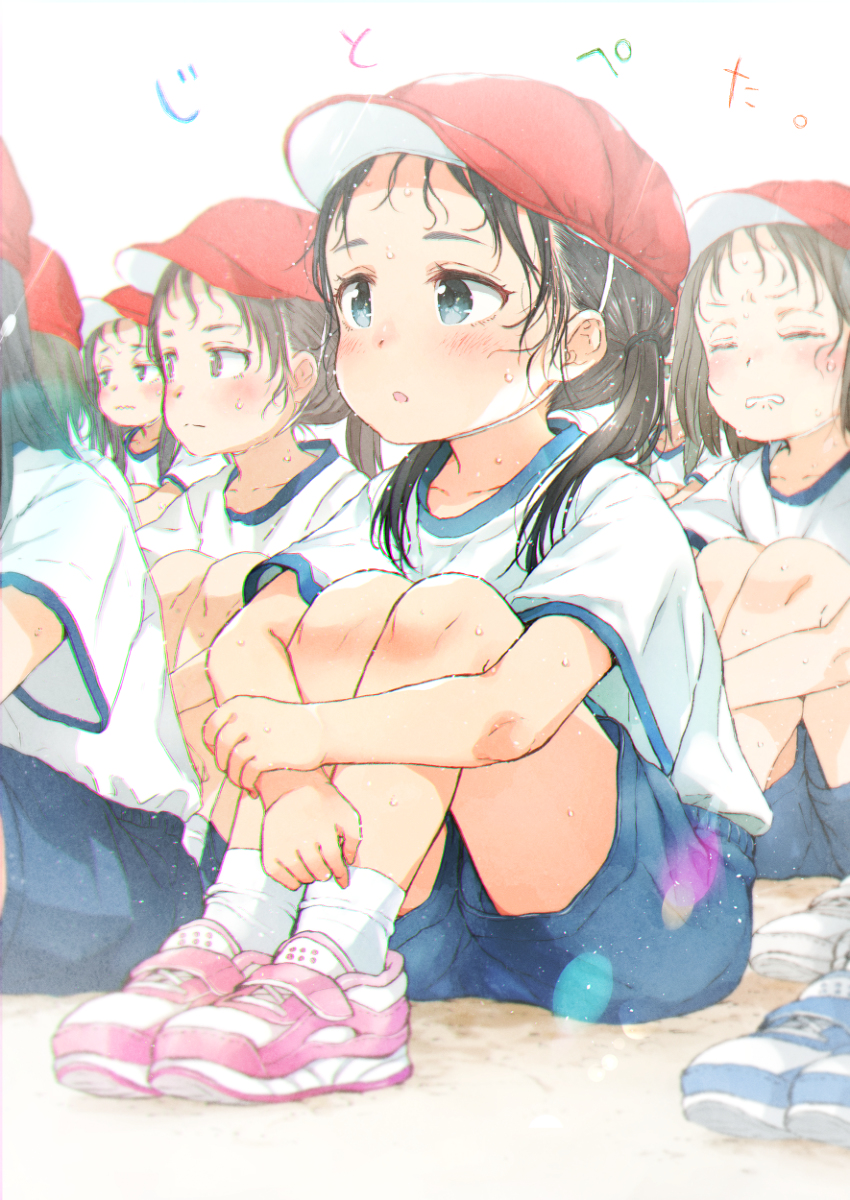 This is a pixiv picture whose title is 『汗でおでこに前髪がじっとりぺったりへばりつく部』の皆さんです。.