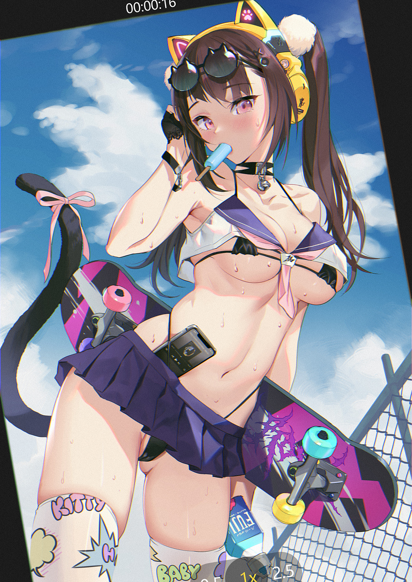 This is a pixiv picture whose title is スケートボードに行く！.