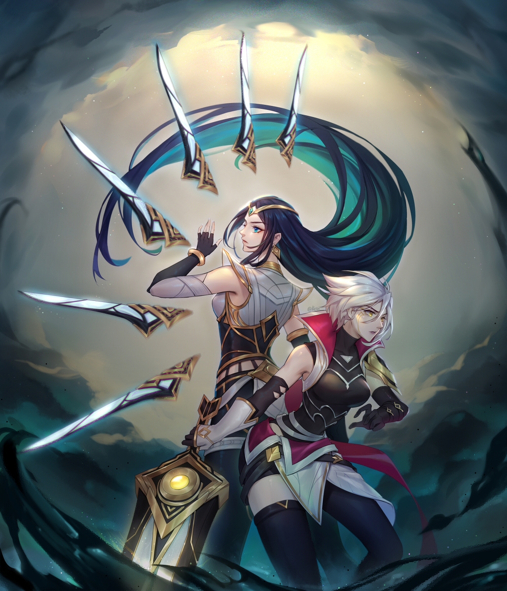 This is a pixiv picture whose title is Sentinel Irelia&Riven.