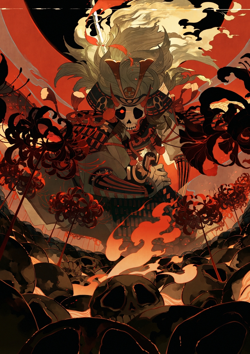 This is a pixiv picture whose title is 餓者髑髏/三途之骨.