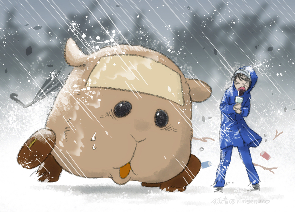 This is a pixiv picture whose title is 台風コロッケ.