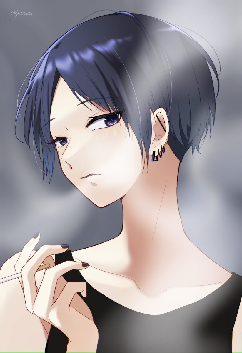 This is a pixiv picture whose title is イケ女にタバコの煙を吹きかけられたい人へ.