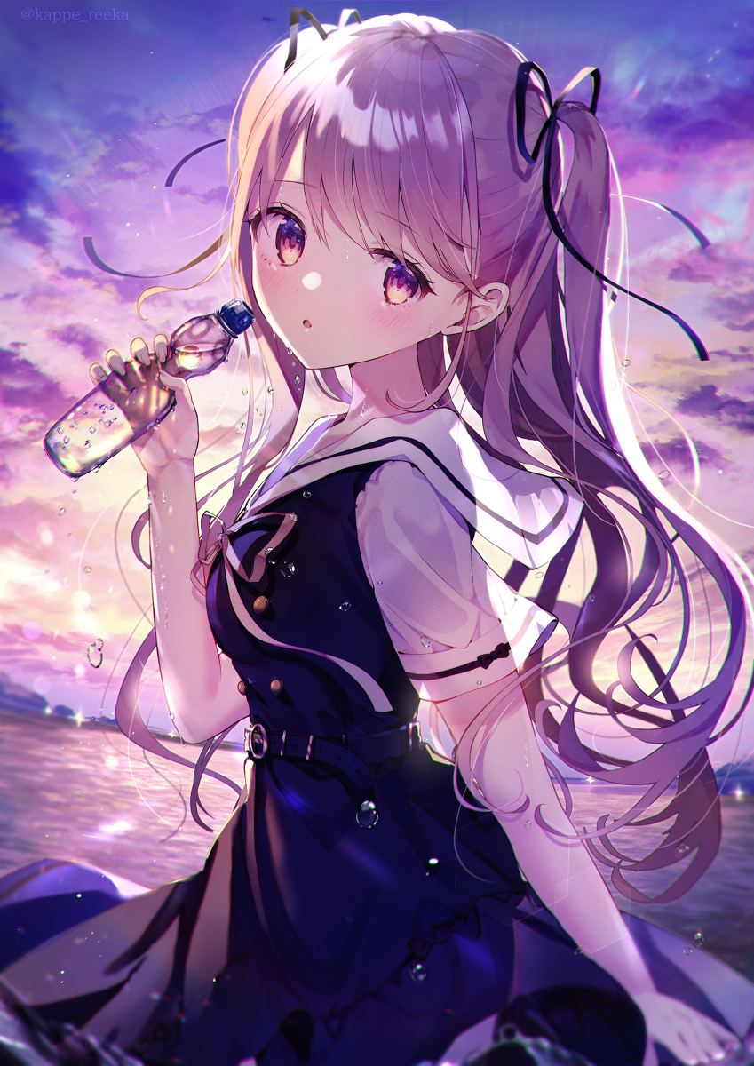 This is a pixiv picture whose title is 朝焼け味のラムネ.