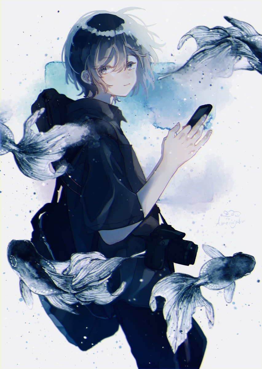 This is a pixiv picture whose title is 青文魚.