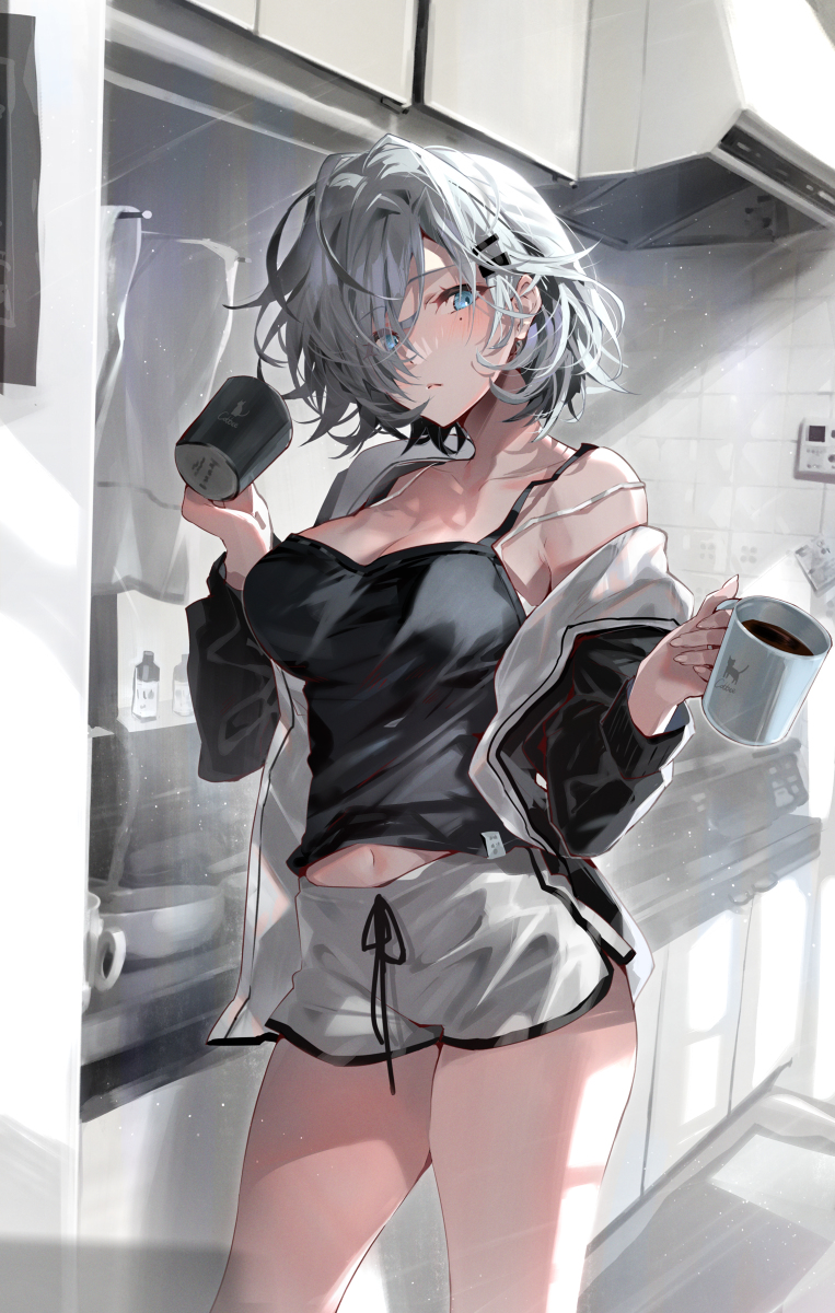 This is a pixiv picture whose title is コーヒー飲む？.