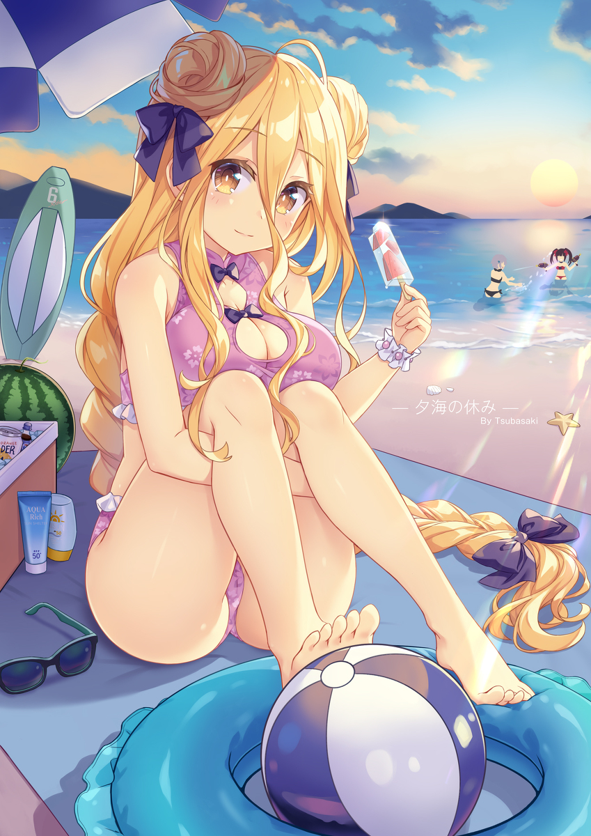 This is a pixiv picture whose title is 【六喰の新水着】夕海の休み.