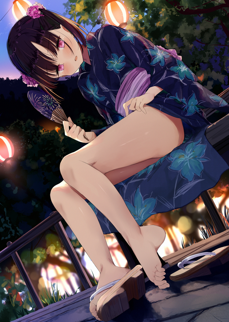 This is a pixiv picture whose title is 浴衣に生足.