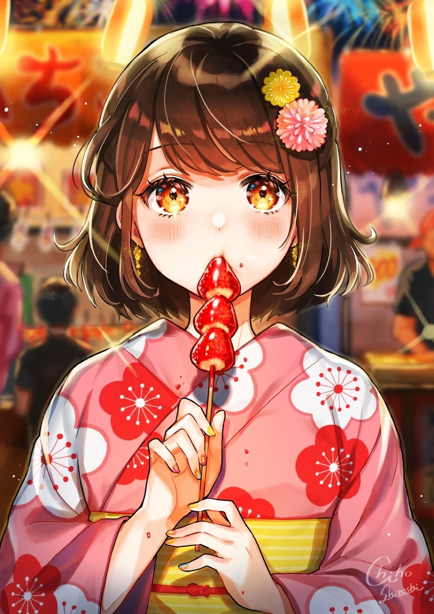 This is a pixiv picture whose title is いちご飴🍓🎆.