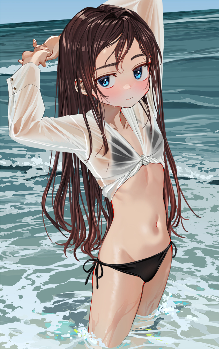This is a pixiv picture whose title is 濡れ、透け.