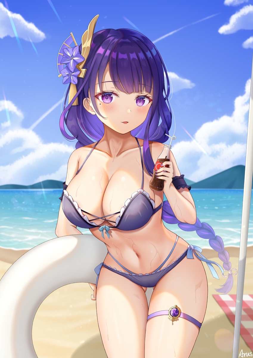 This is a pixiv picture whose title is 水着雷電将軍.