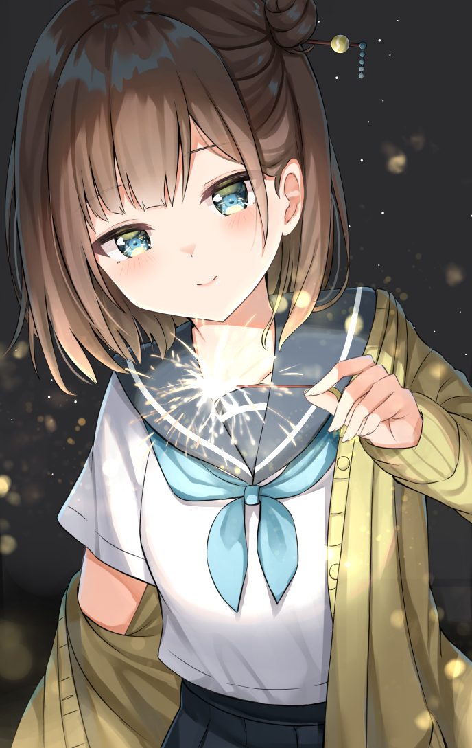 This is a pixiv picture whose title is ふたりだけの線香花火.