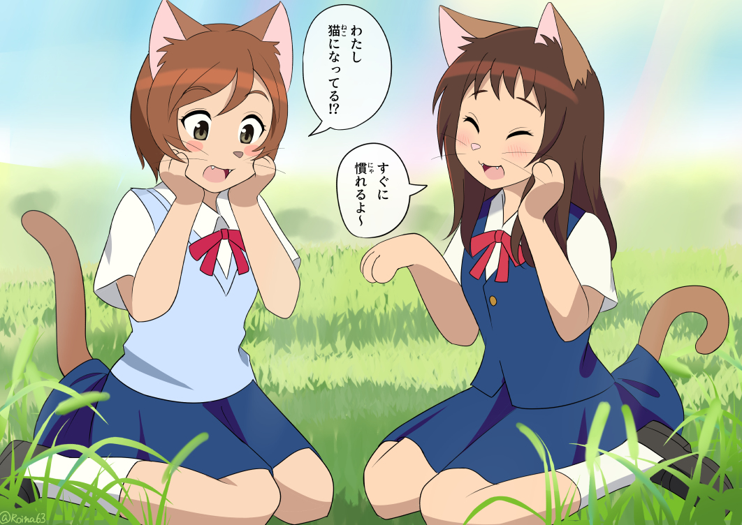 This is a pixiv picture whose title is 猫の恩返しif.