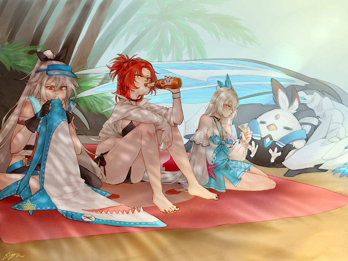 This is a pixiv picture whose title is they're fine, just on vacation.