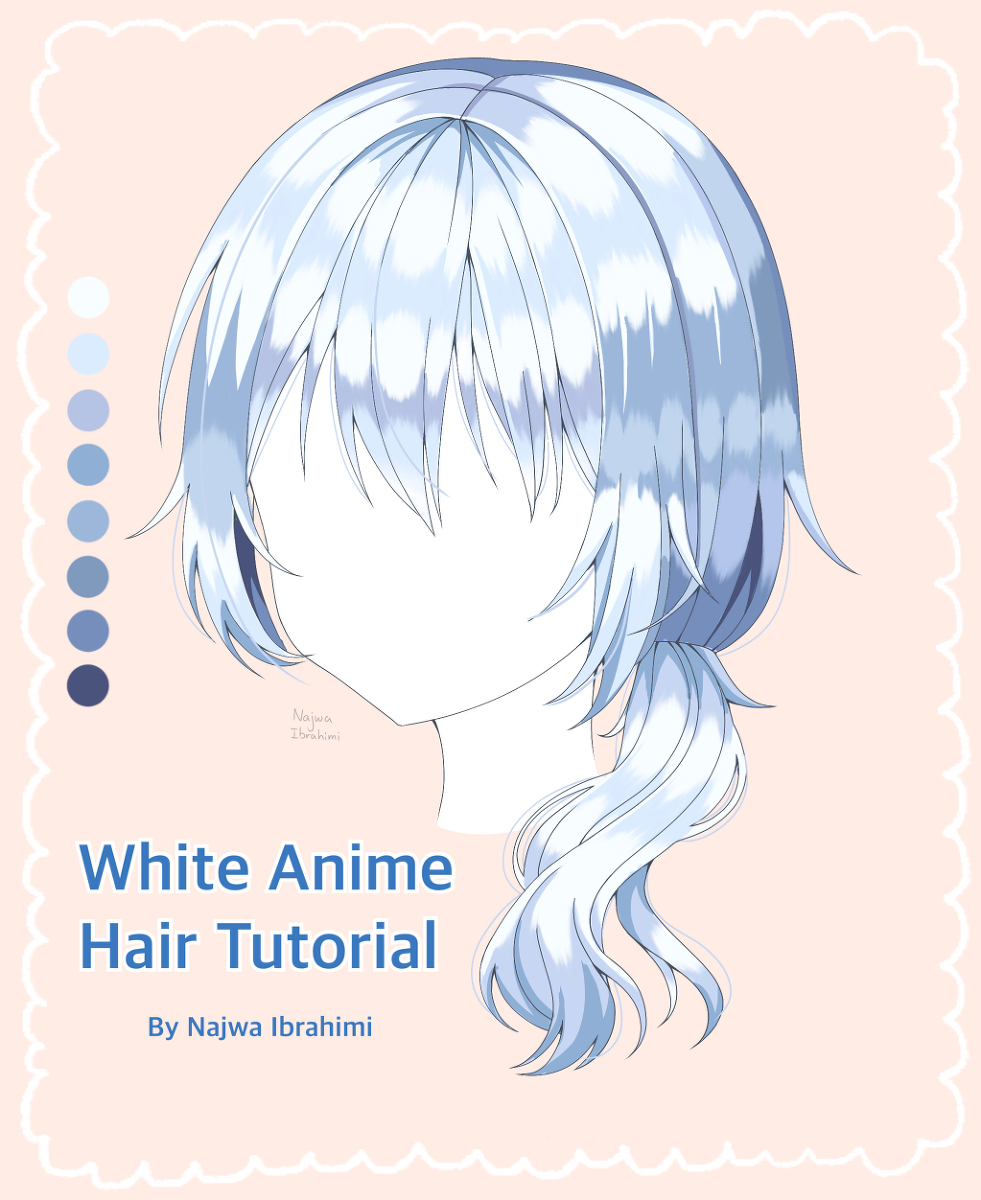This is a pixiv picture whose title is White Anime Hair Tutorial.