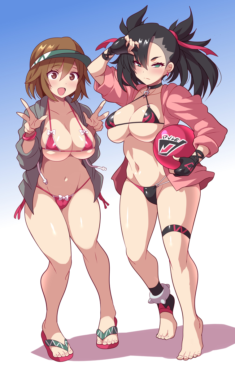 This is a pixiv picture whose title is 二人きり海に来たユウリとマリィ.