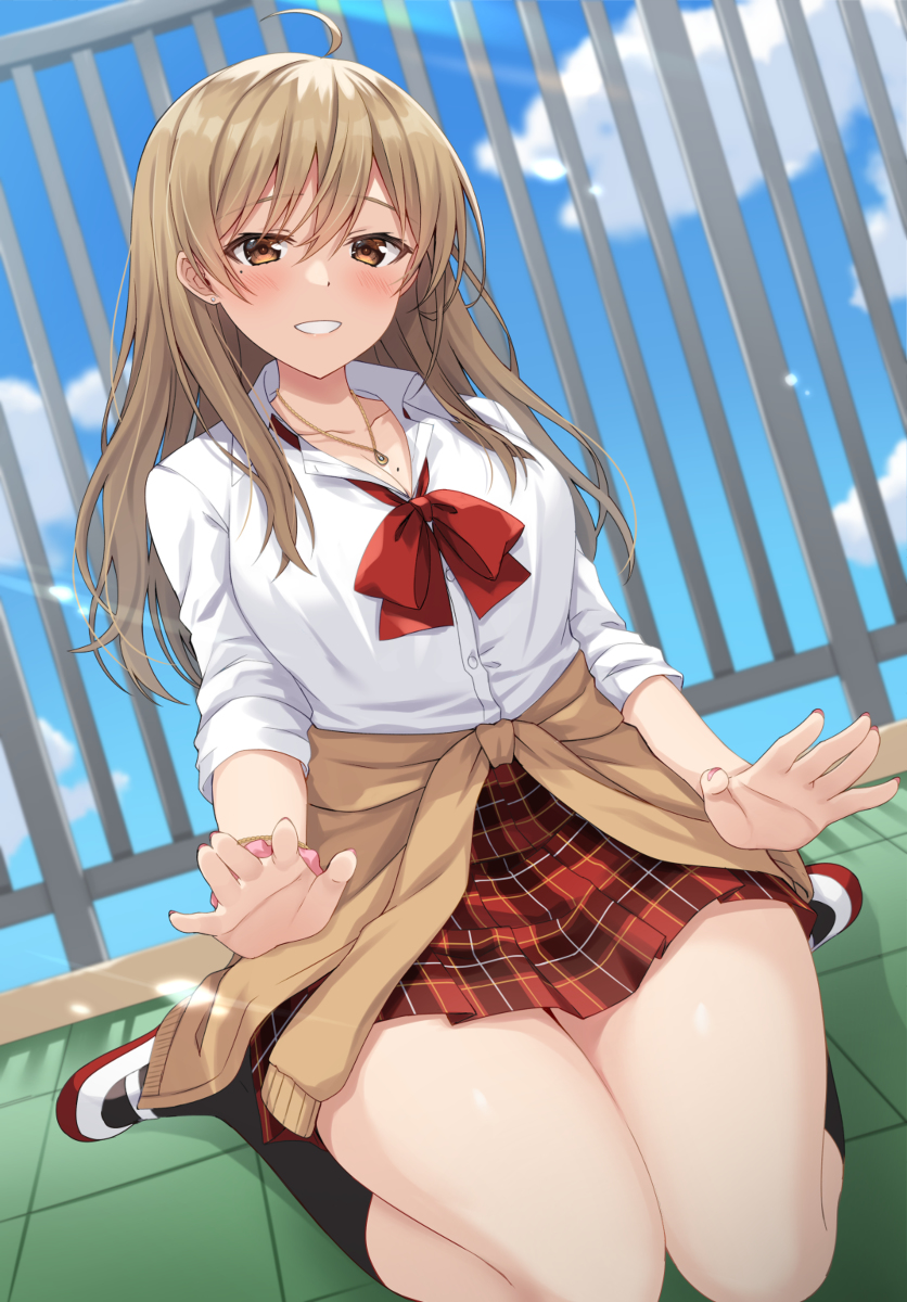This is a pixiv picture whose title is 「私の膝、貸したげるよ」.