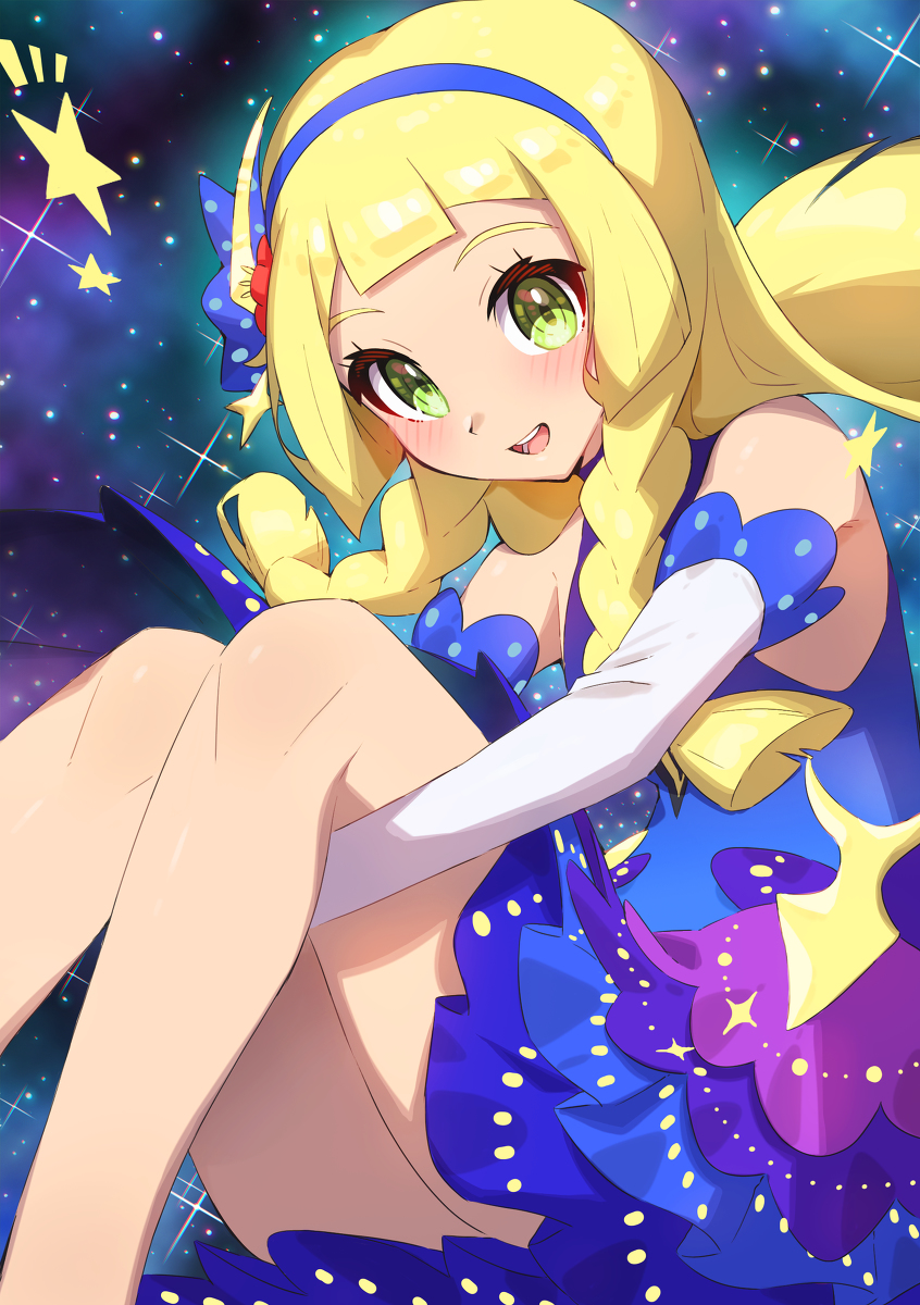 This is a pixiv picture whose title is ポケマス2周年新衣装リーリエ.