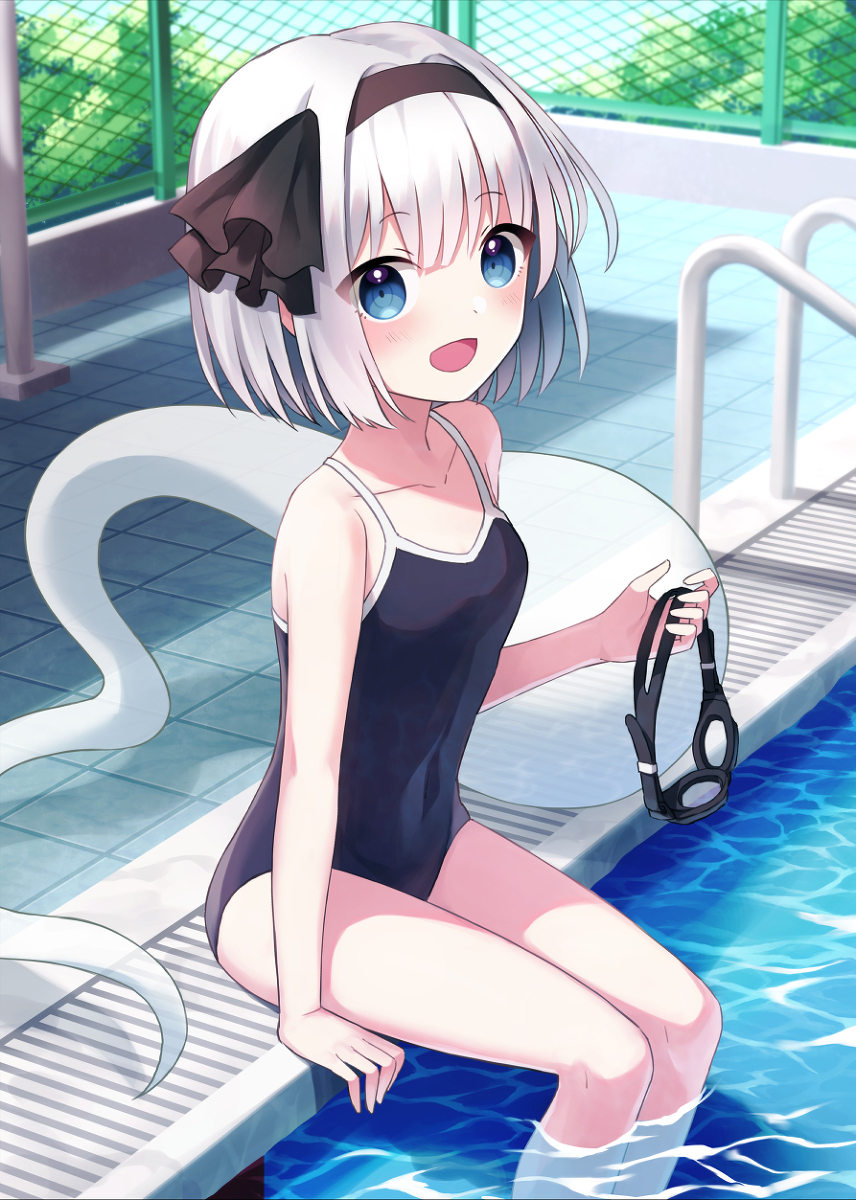 This is a pixiv picture whose title is スク水妖夢ちゃん.