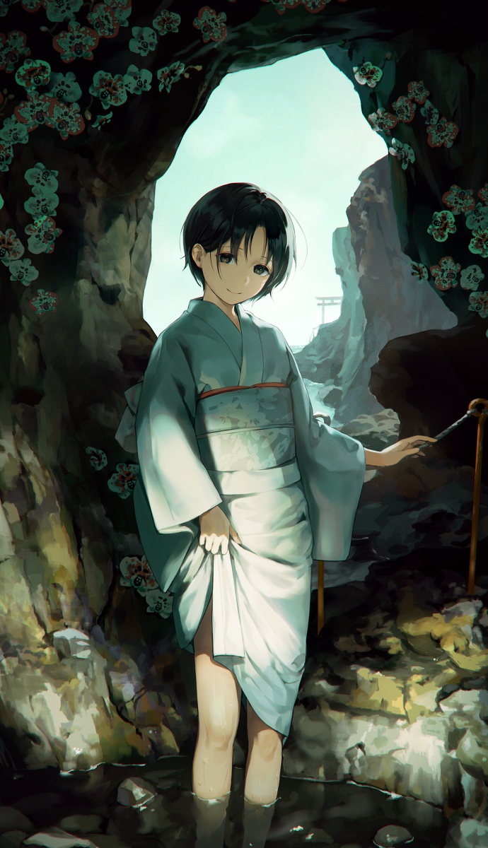 This is a pixiv picture whose title is 洞の子.