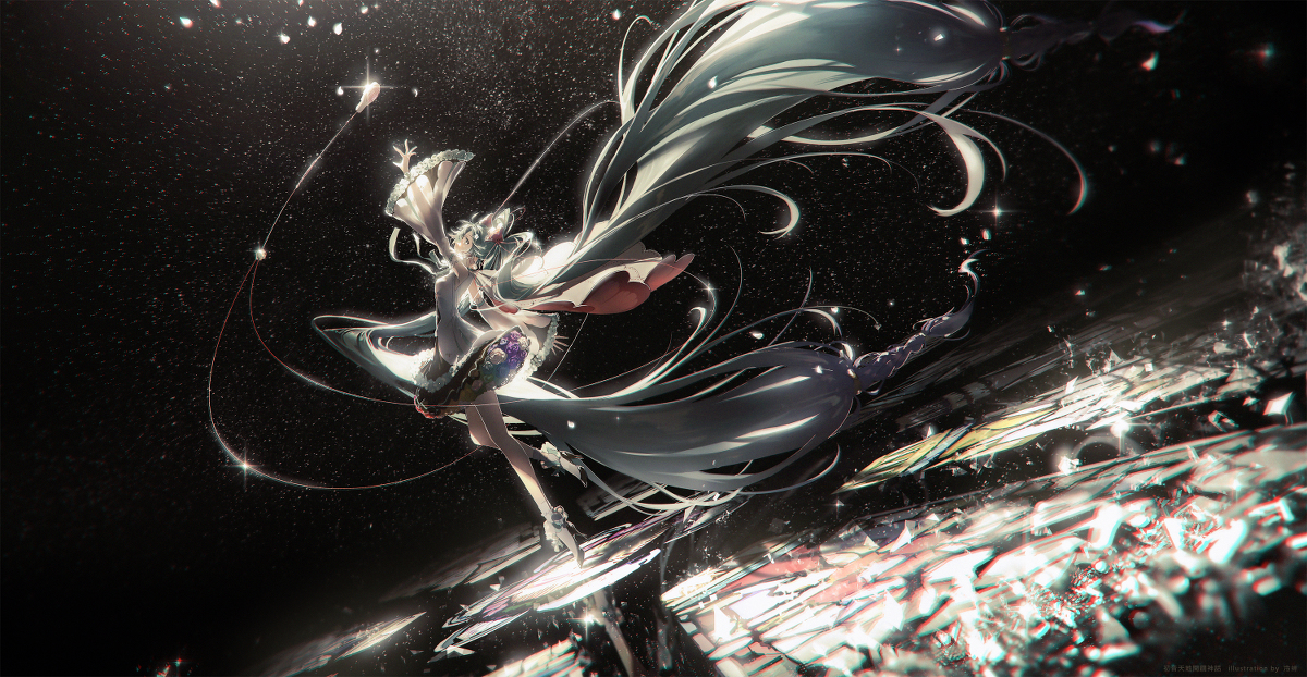 This is a pixiv picture whose title is 「初音天地開闢神話」.