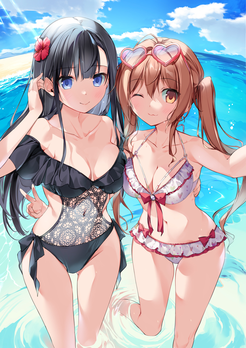 This is a pixiv picture whose title is 浜辺で自撮り✨.