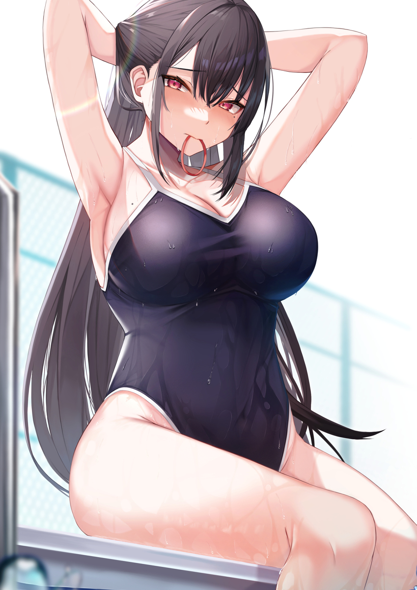This is a pixiv picture whose title is スク水.