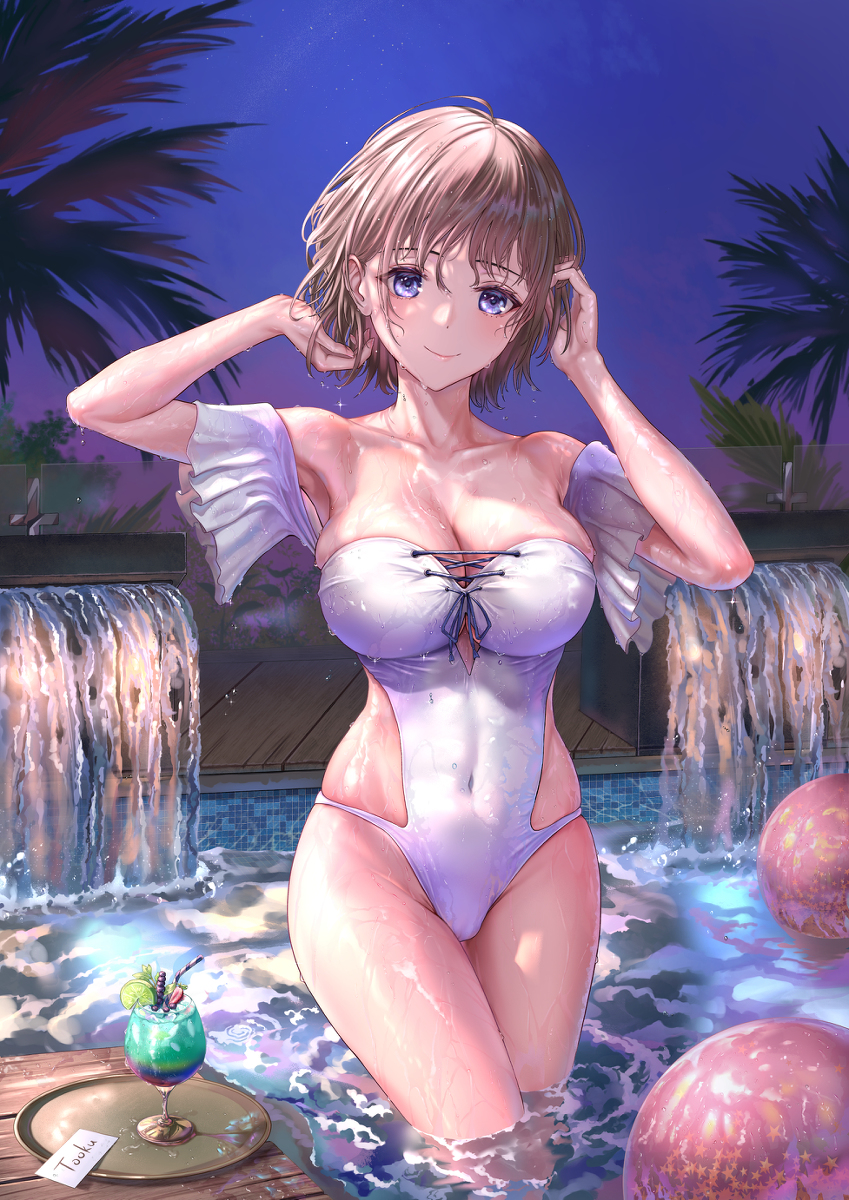 This is a pixiv picture whose title is 夏夜.