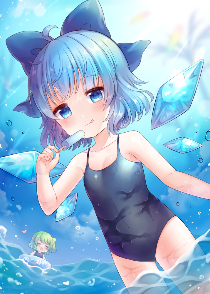 This is a pixiv picture whose title is スク水チルノ.