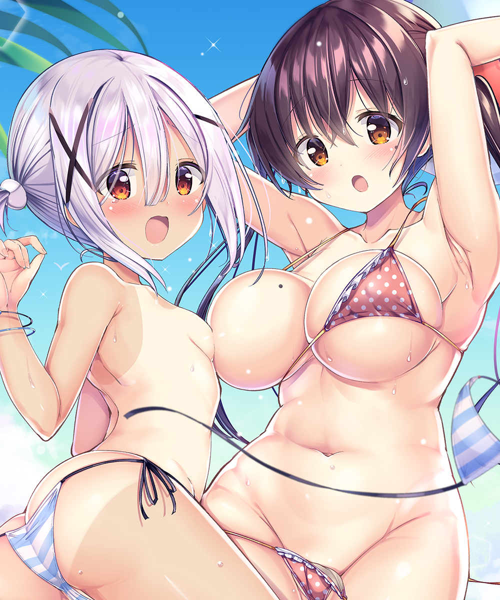 This is a pixiv picture whose title is 海でのハプニング.
