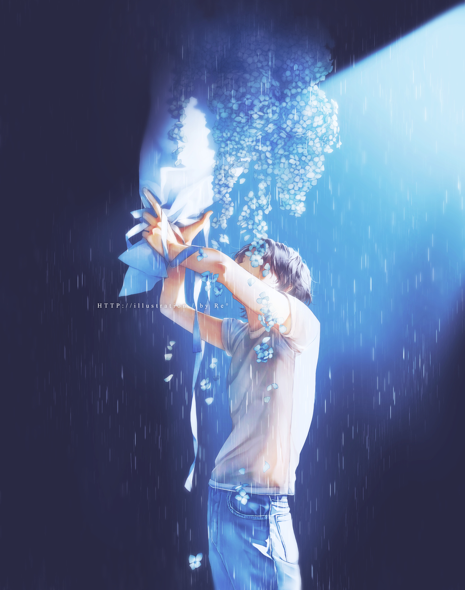 This is a pixiv picture whose title is 雨滴り.