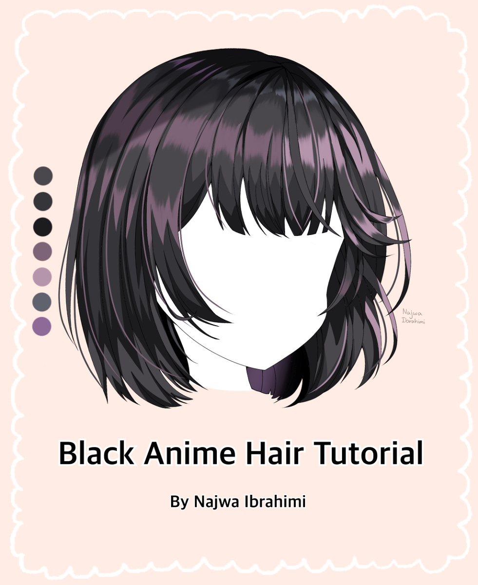 This is a pixiv picture whose title is Black Anime Hair Tutorial.