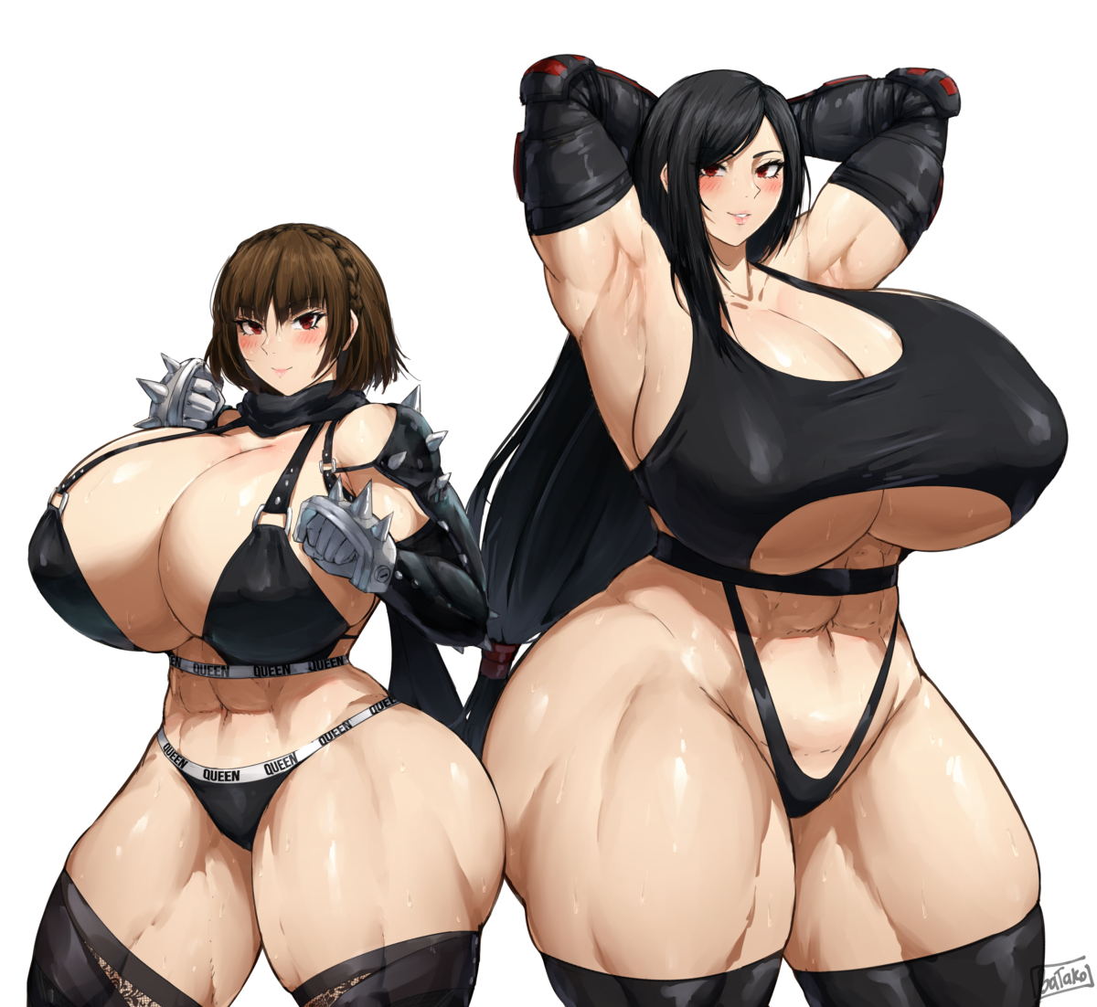 This is a pixiv picture whose title is Makoto Niijima and Tifa Lockhart.