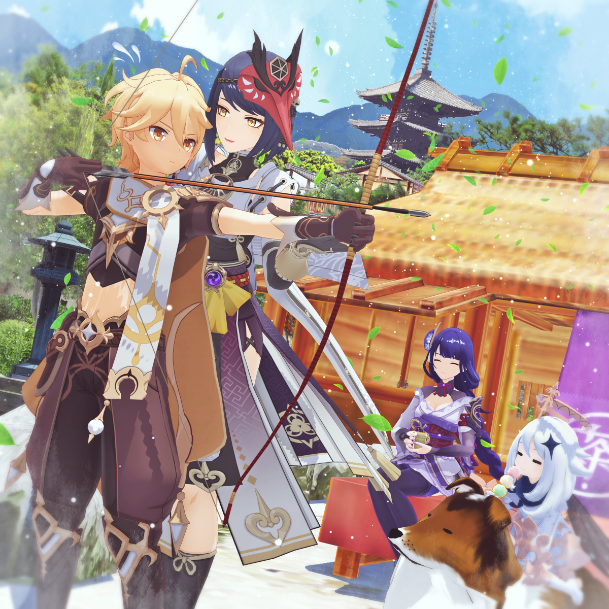This is a pixiv picture whose title is 【原神MMD】空さん、九条さん、雷電将軍さん その他.