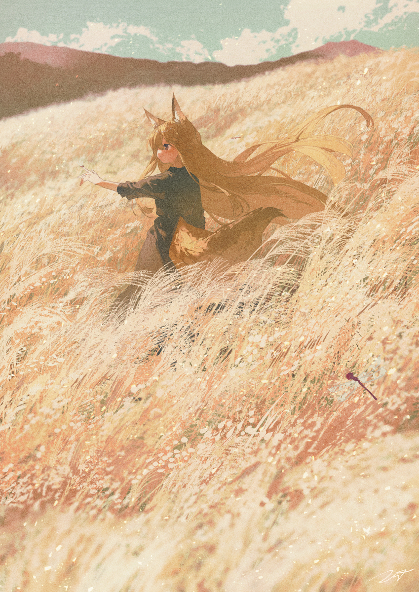 This is a pixiv picture whose title is すすき見にいきたい.