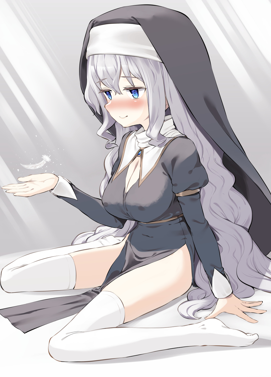 This is a pixiv picture whose title is 胸だけ発育のいいロリ巨乳シスターちゃん.