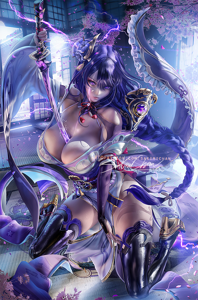This is a pixiv picture whose title is Baal. Raiden Shogun . 雷电将军.