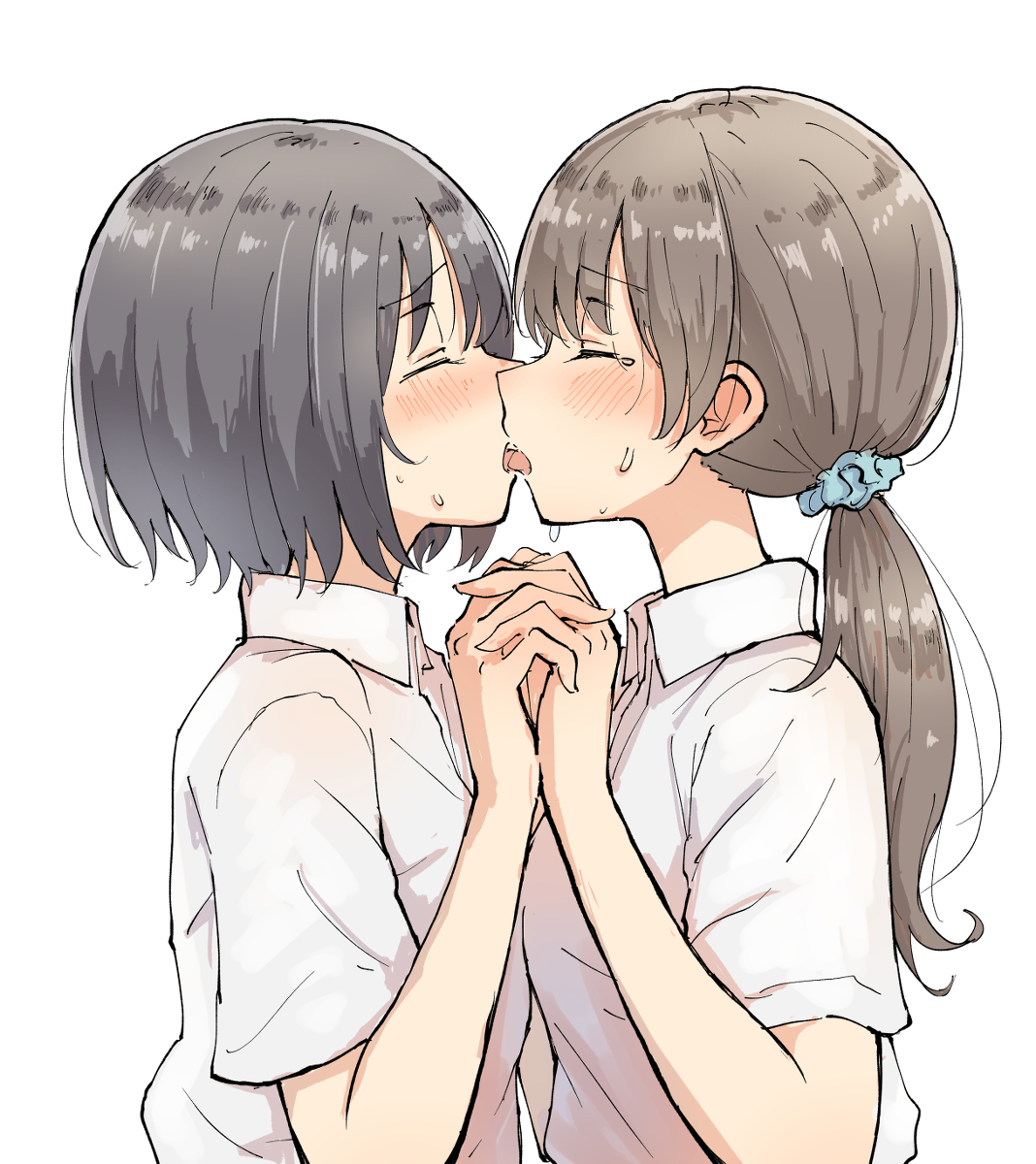 This is a pixiv picture whose title is 百合ちゅっちゅ.
