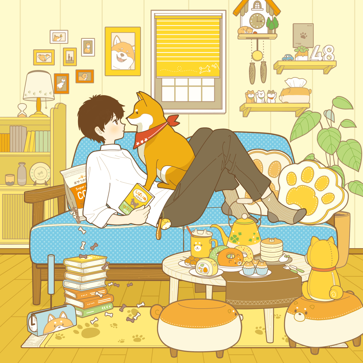 This is a pixiv picture whose title is 柴犬好きの部屋.