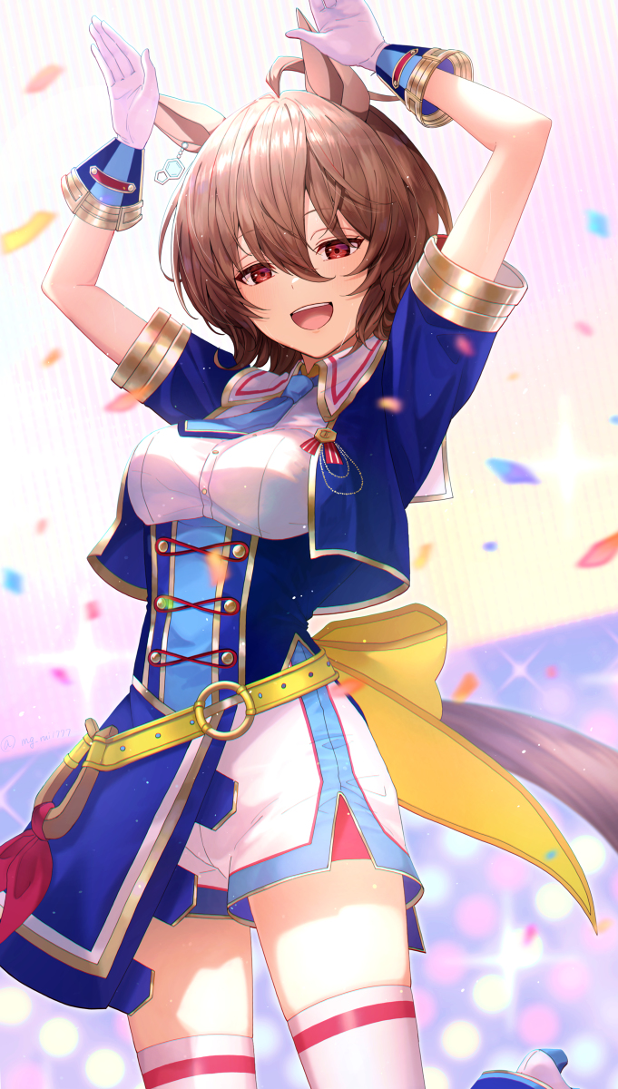 This is a pixiv picture whose title is 新衣装タキオンちゃん.