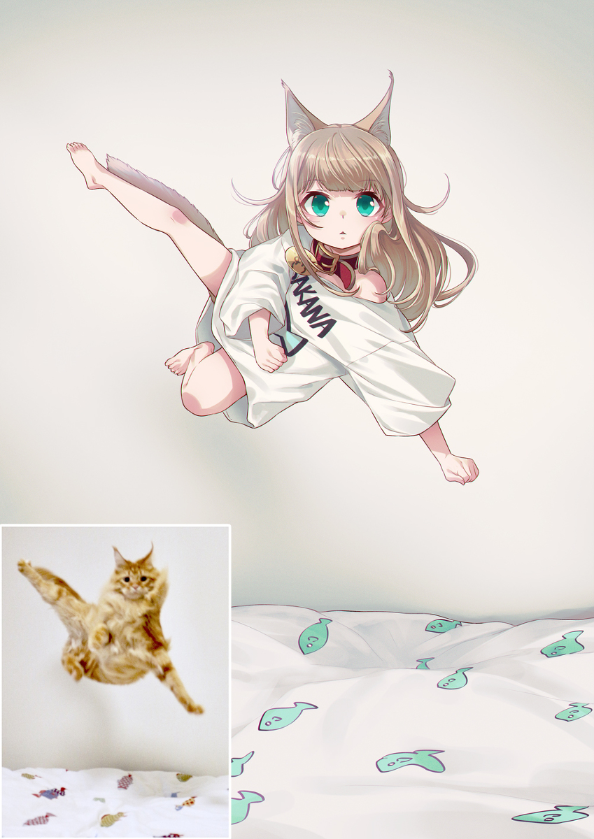 This is a pixiv picture whose title is 無重力きなこ.