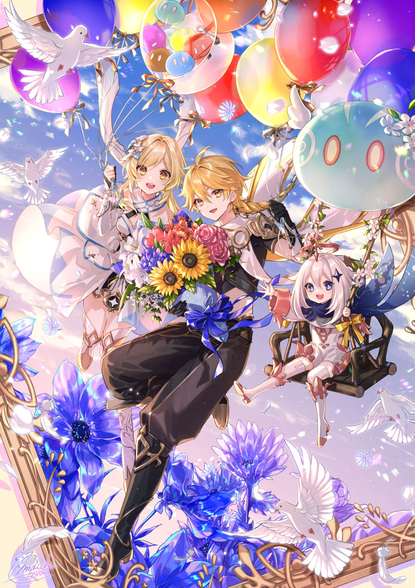 This is a pixiv picture whose title is 1周年記念！.