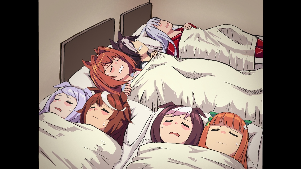 This is a pixiv picture whose title is ツインルームを7人使用するチームスピカ.