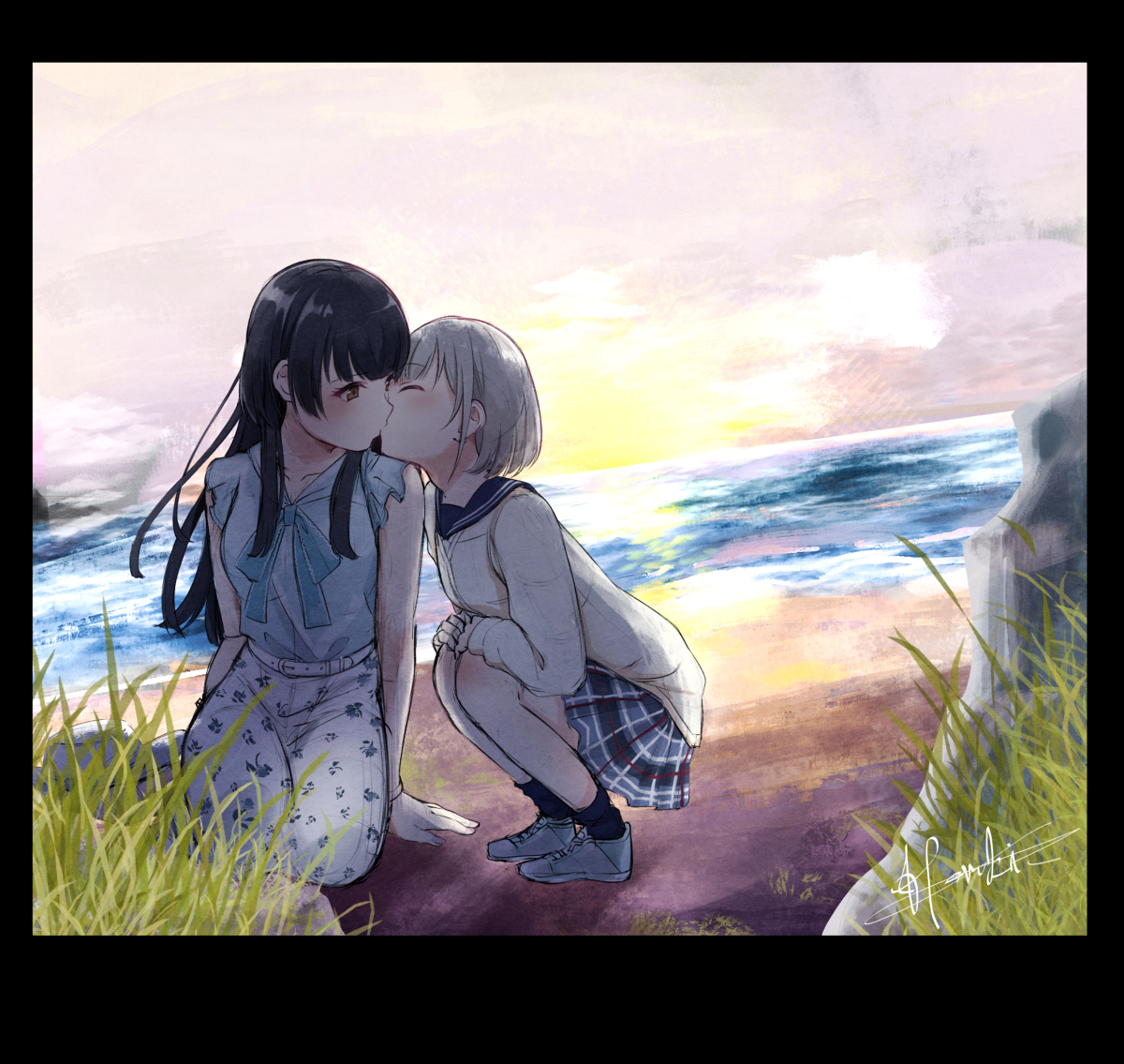 This is a pixiv picture whose title is 潮騒のベーゼ.