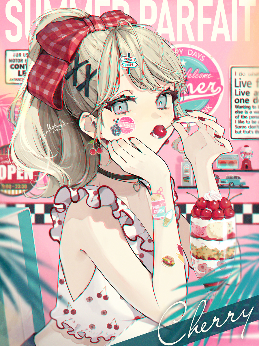This is a pixiv picture whose title is 【夏パフェ】Cherry.